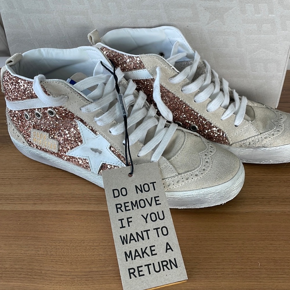Only worn once!! Golden goose Mid Star Classic glitter Size 37
